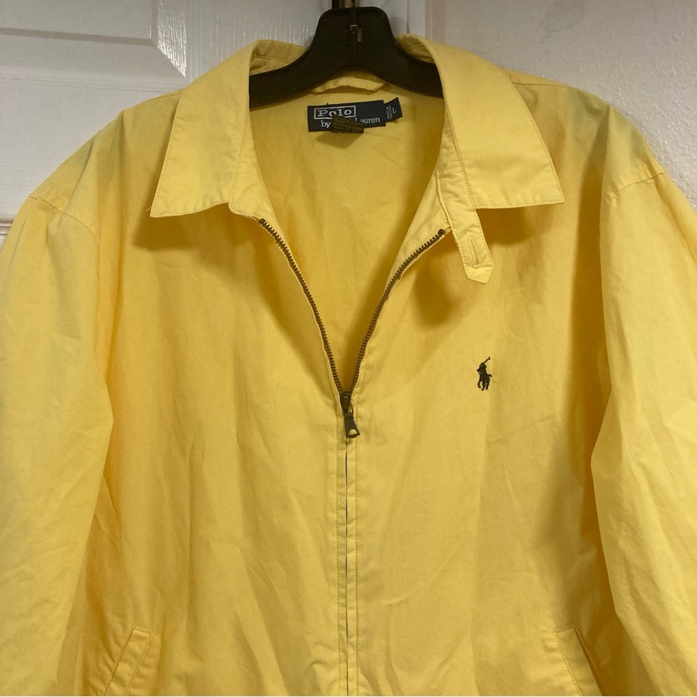 Polo Ralph Lauren Harrington Jacket  Pony Embroidered Yellow Cotton Size L - Picture 4 of 16